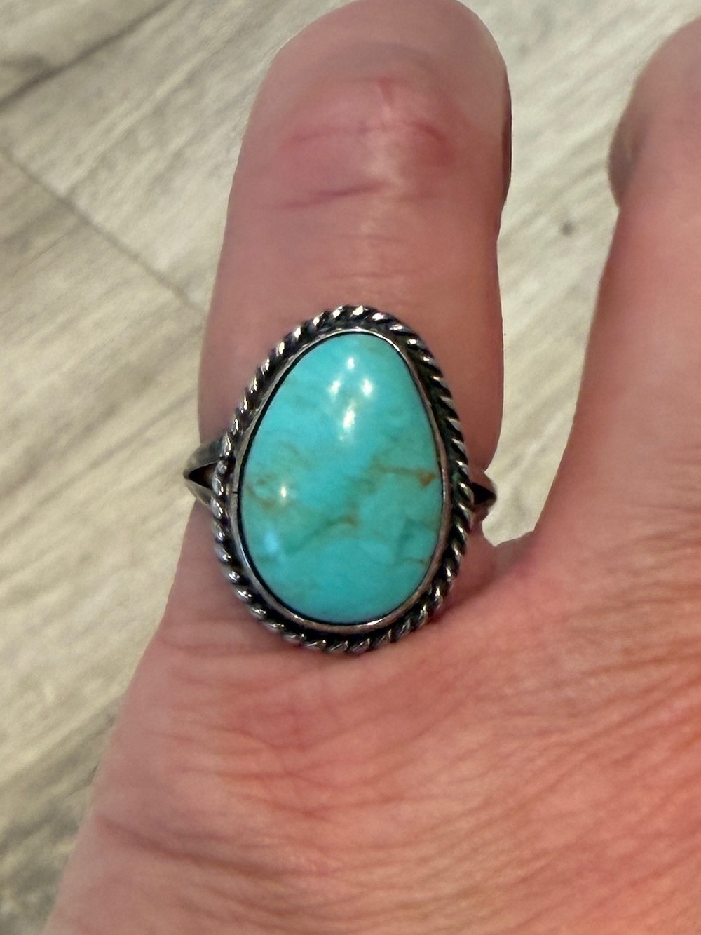 Vintage Navajo Sterling Silver Turquoise Ring 925 sz 6.5 Cripple Creek? Royston? - Picture 3 of 16